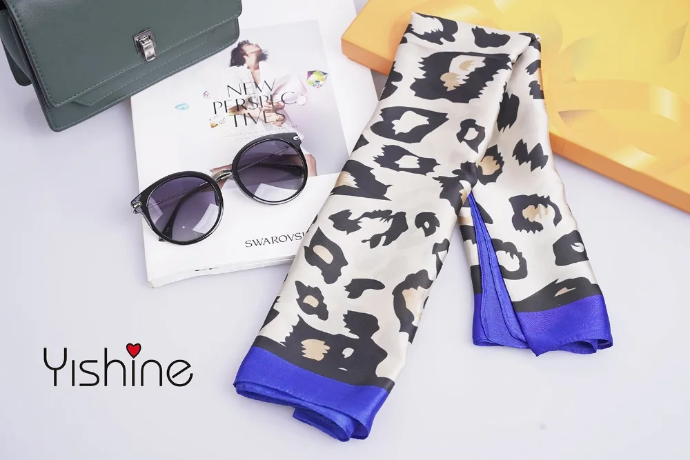 Новый красный зеленый синий шарф Yishine 70*70 см из полиэстера с леопардовым принтом