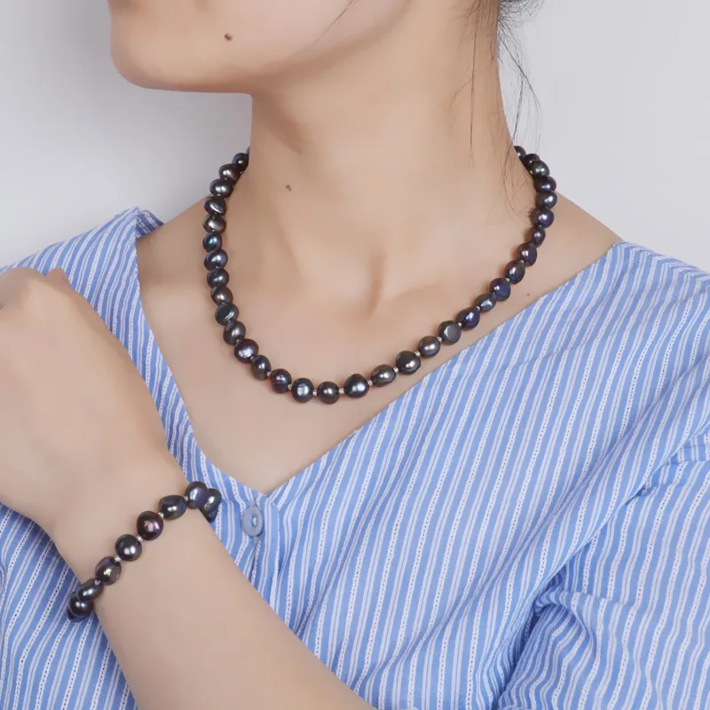 ASHIQI-Gary-Baroque-Natural-pearl-Jewelry-Sets-Real-Black-Freshwater-pearl-Necklace-Bracelet-for-women-New (4)