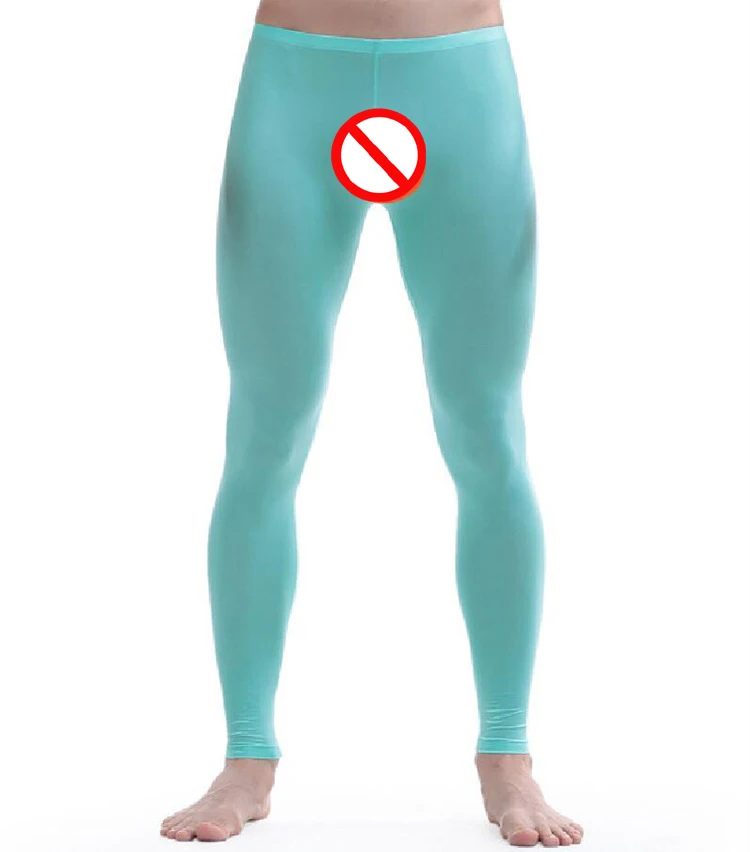 2022 New Man Sexy Nylon Transparent Long Johns/Lce Silk Pouch Sheer Leggings Bottoms/Gay Spandex Lounge Tights merino wool long underwear