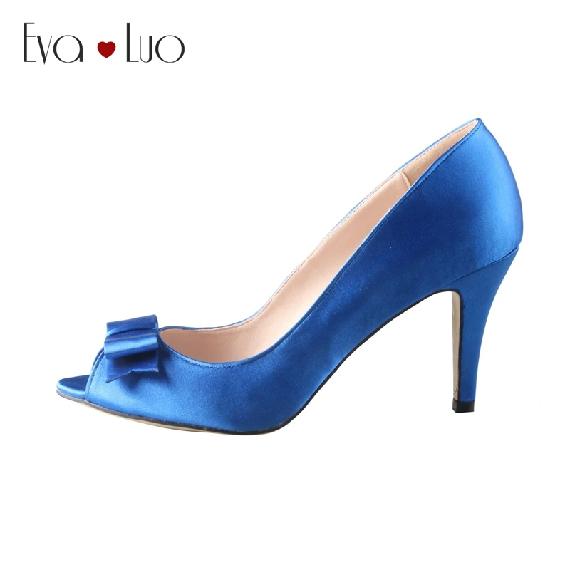 blue satin bridal shoes