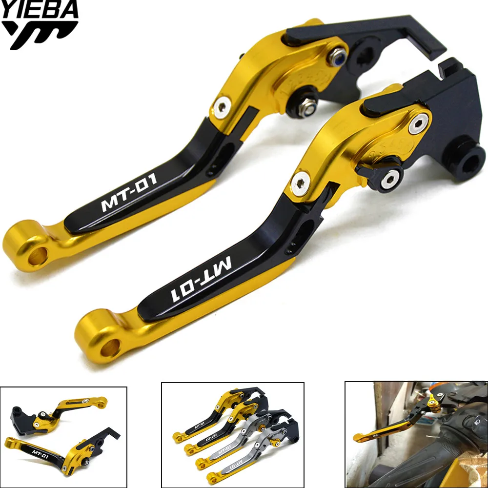 free shipping Motorcycle CNC Adjustable Foldable Motorbike Brakes Clutch Levers With LOGO FOR YAMAHA MT-01 MT 01 MT01 2004-2009