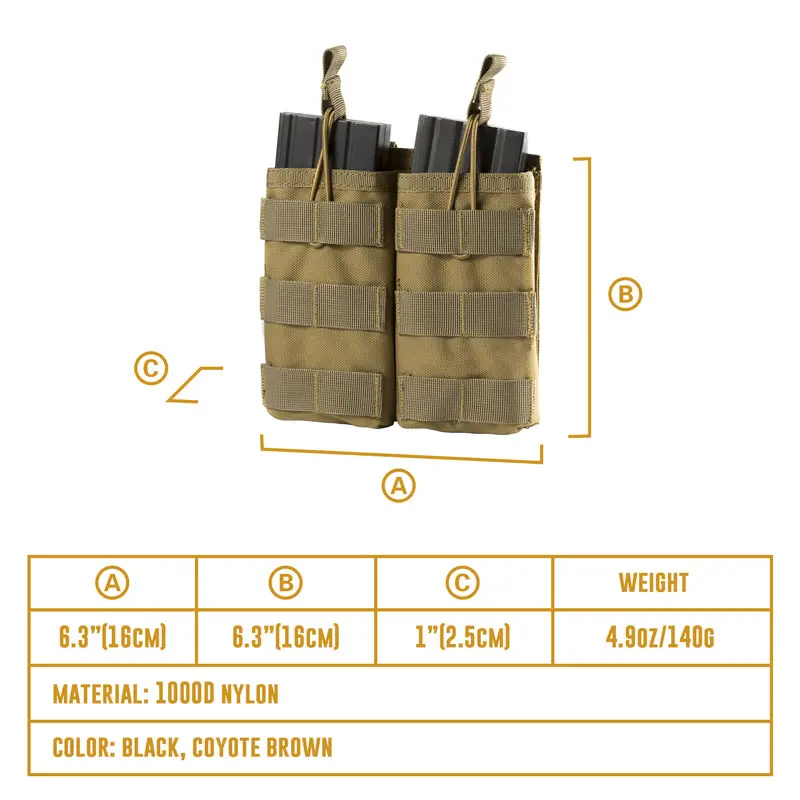 OneTigris тактический MOLLE двойной открытый Топ Mag Чехол M4/M16 подсумок страйкбол военная Униформа Пейнтбол Снаряжение