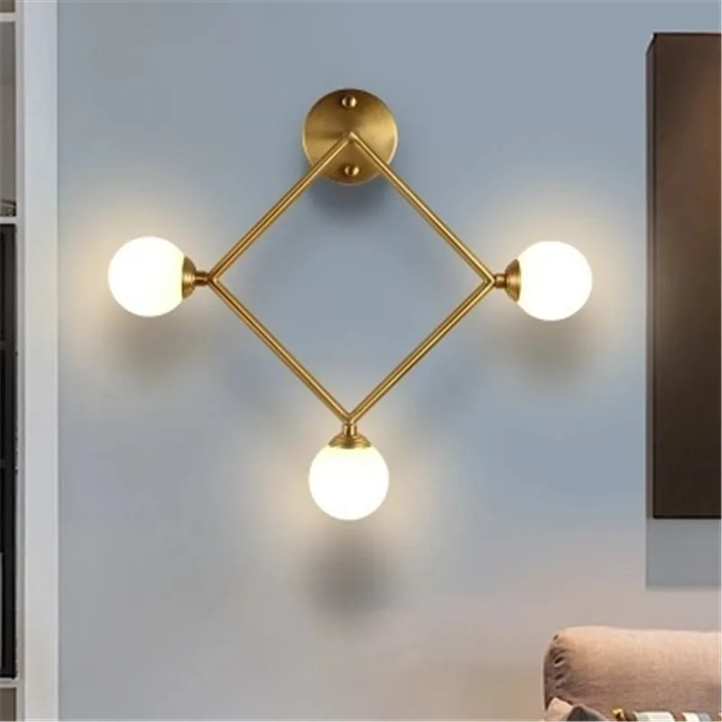 

Nordic Designer Gold Geometry Wall Lamp Personality Aisle Dinner Living Room Hotel Wall Sconce Creative Bar Brass Bedside Lamp