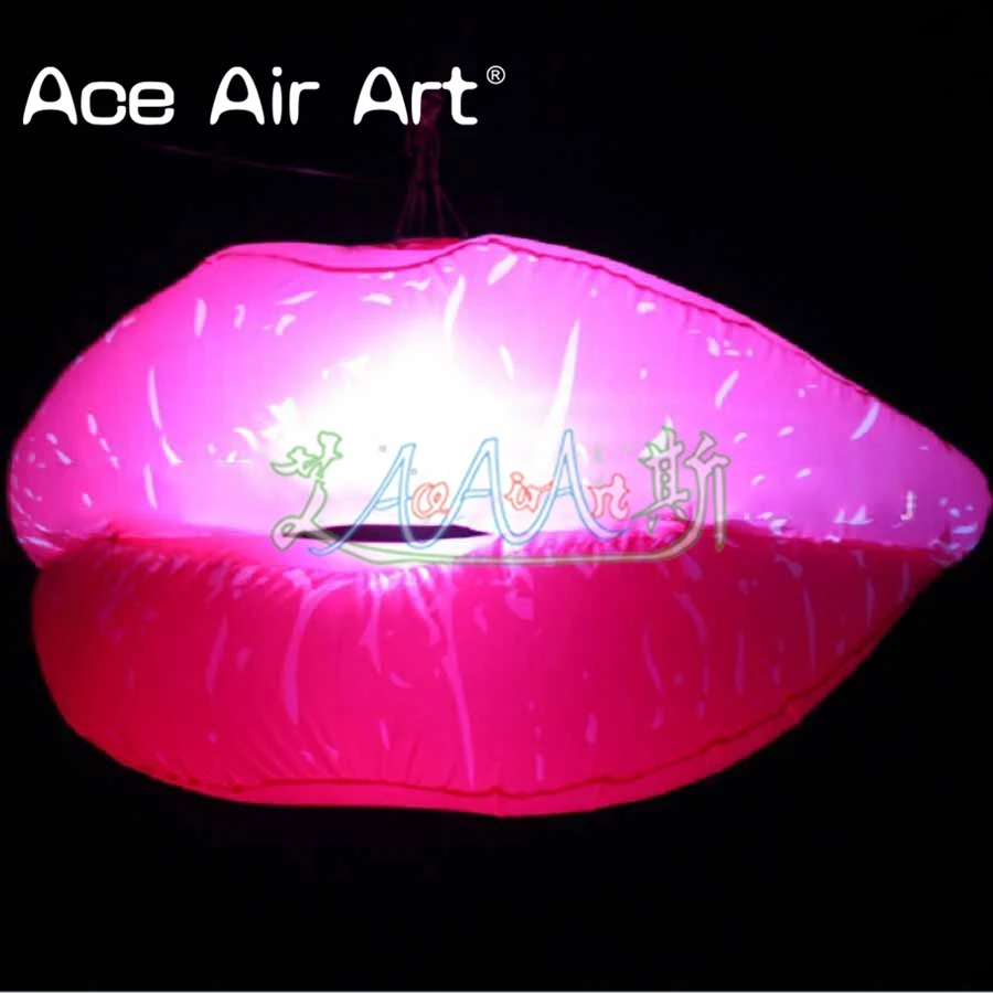 

new and developing Inflatable Sexy Pink Lip replica ceiling decoration LED for Lovers Restaurant or night club