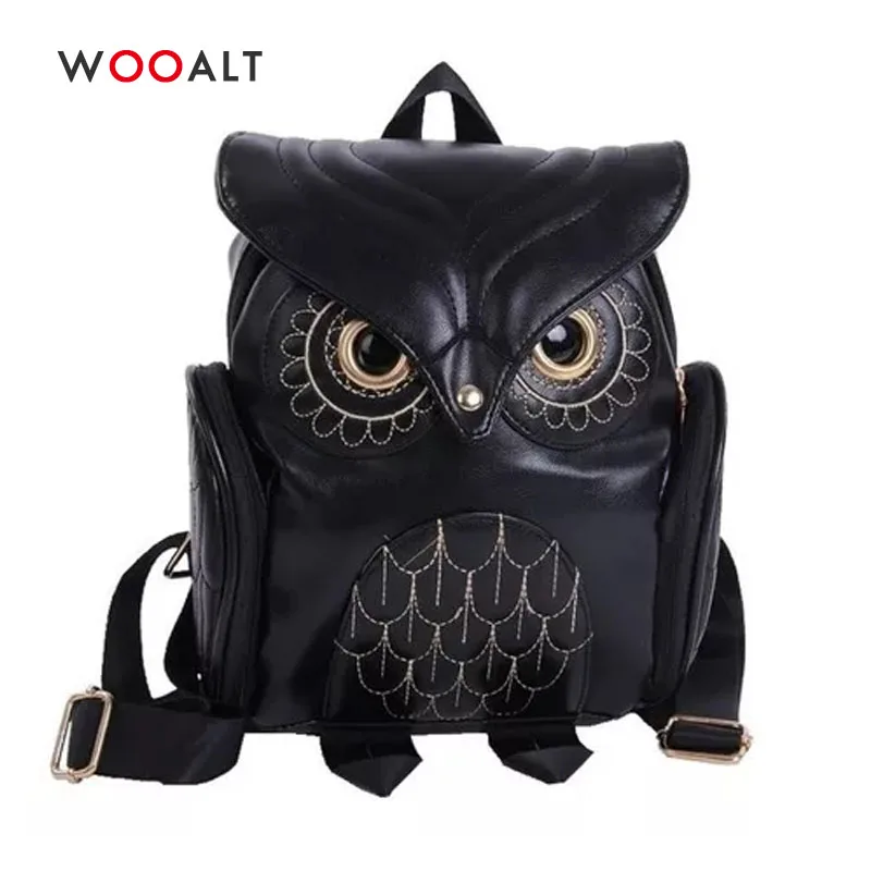

Wooalt Female Owl Mini Backpack Women New Fashion PU Leather Small Travel Bags School Bags for Teenage Girls Mochilas Mujer 2019