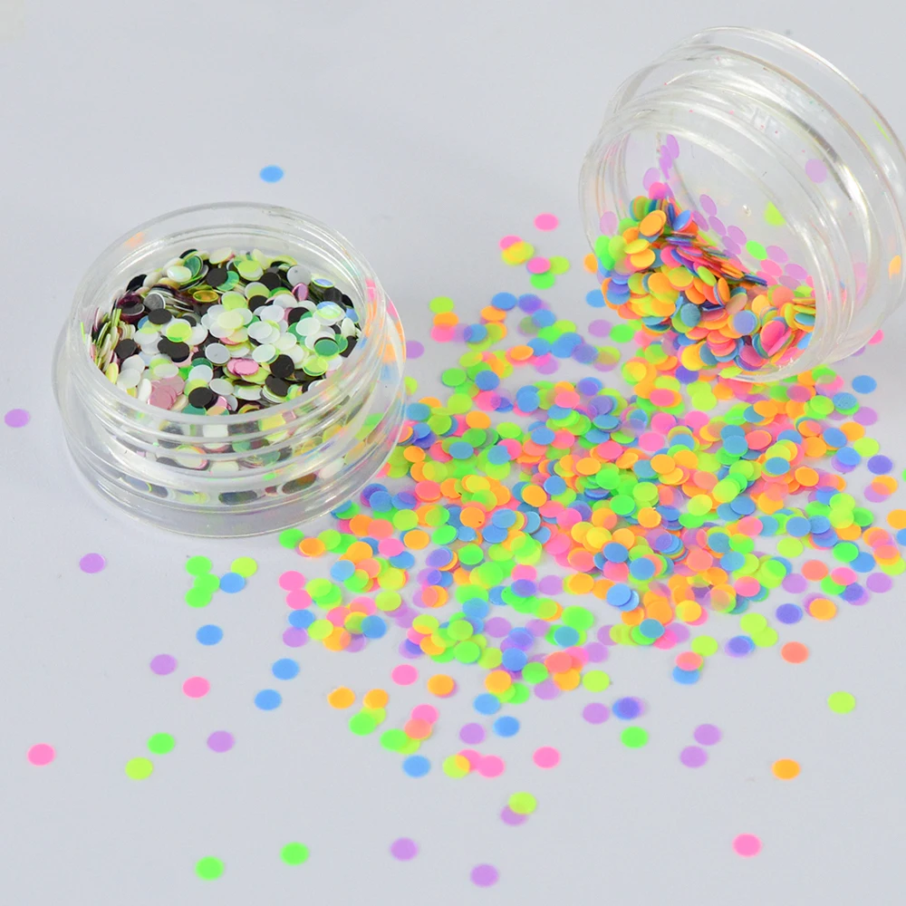 

2 Bottle Candy Colors Nail Glitter Round Sequins Set Summer Designs 3d Paillette Stickers Charming Nail Art Flakes Tips SAP40/41