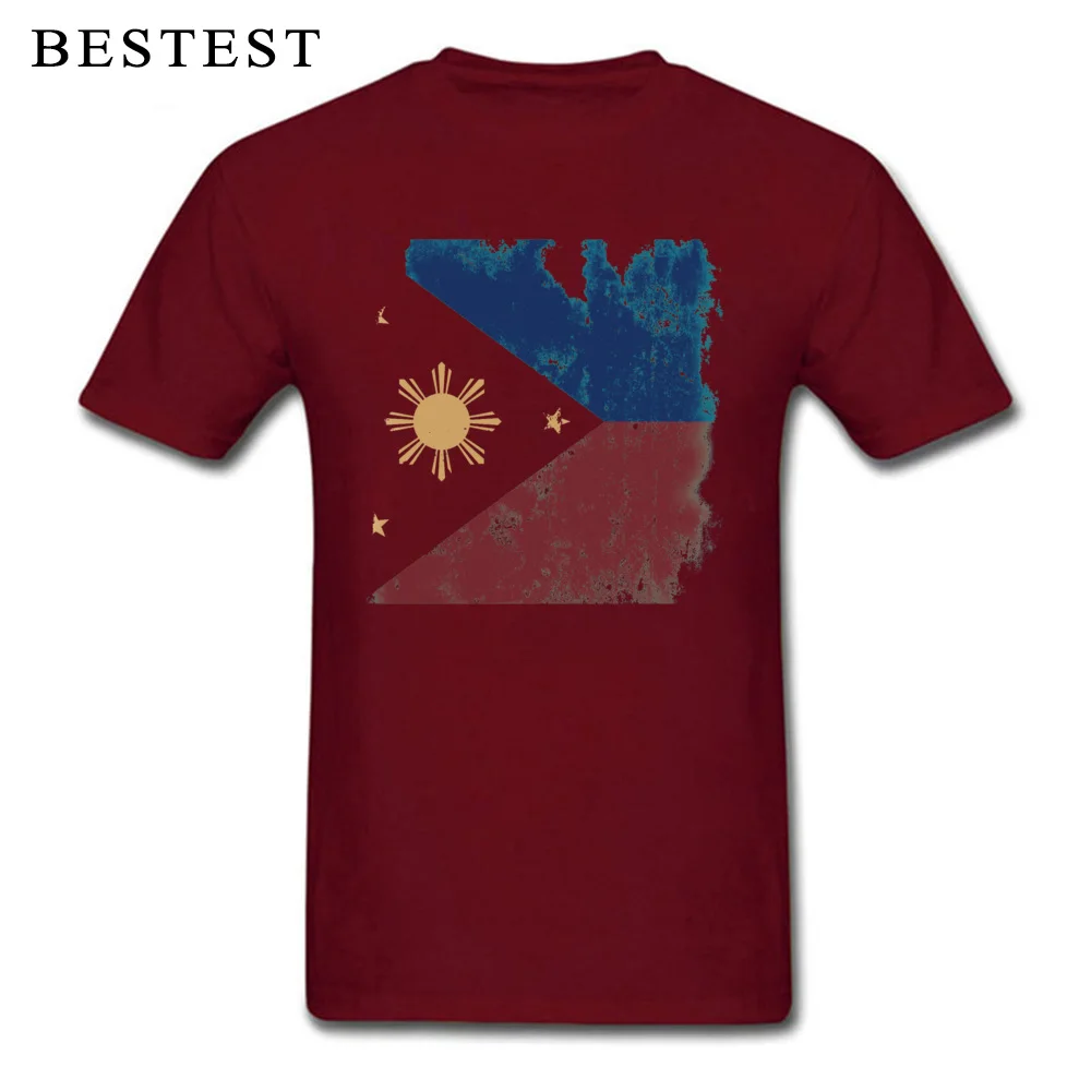 Flag of The Philippines 1024 Top T-shirts Fashionable Brand Round Neck Cotton Fabric Tops Shirt Tops Shirt for Men Mother Day Flag of The Philippines 1024 maroon
