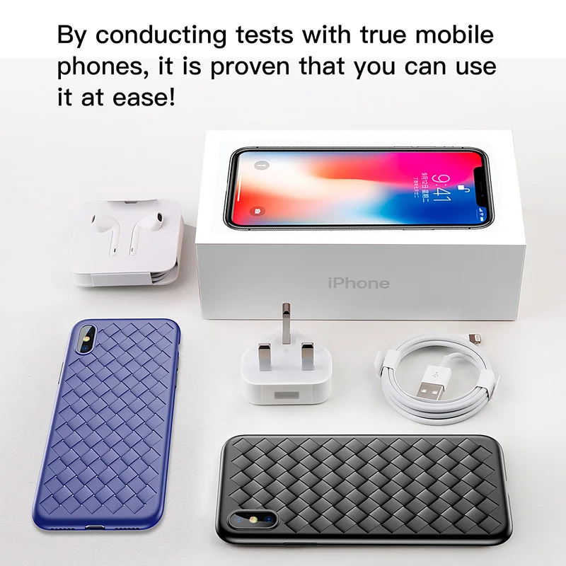 Baseus Luxury Grid Pattern Case For iPhone X Cases Ultra Thin Soft Silicone Protective Case For iPhoneX Cover Matte Coque Funda
