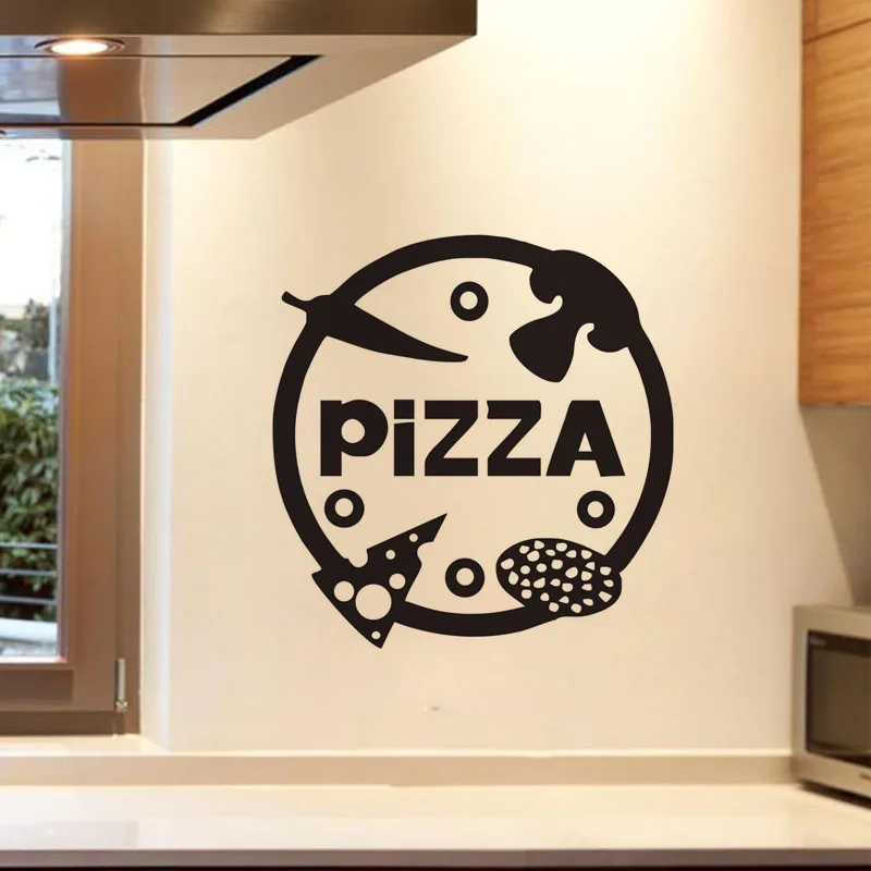 Pizzeria Wall Decorative Stickers Pizza Creative Home Decor Wall Stickers Kitchen Waterproof