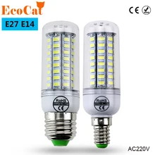 ECO CAT Super LED Bulb E27 E14 220V SMD 5730 LED Lamp 24 36 48 56 69leds AC 230V 5730SMD LED Corn Bulb light Chandelier 220 240V