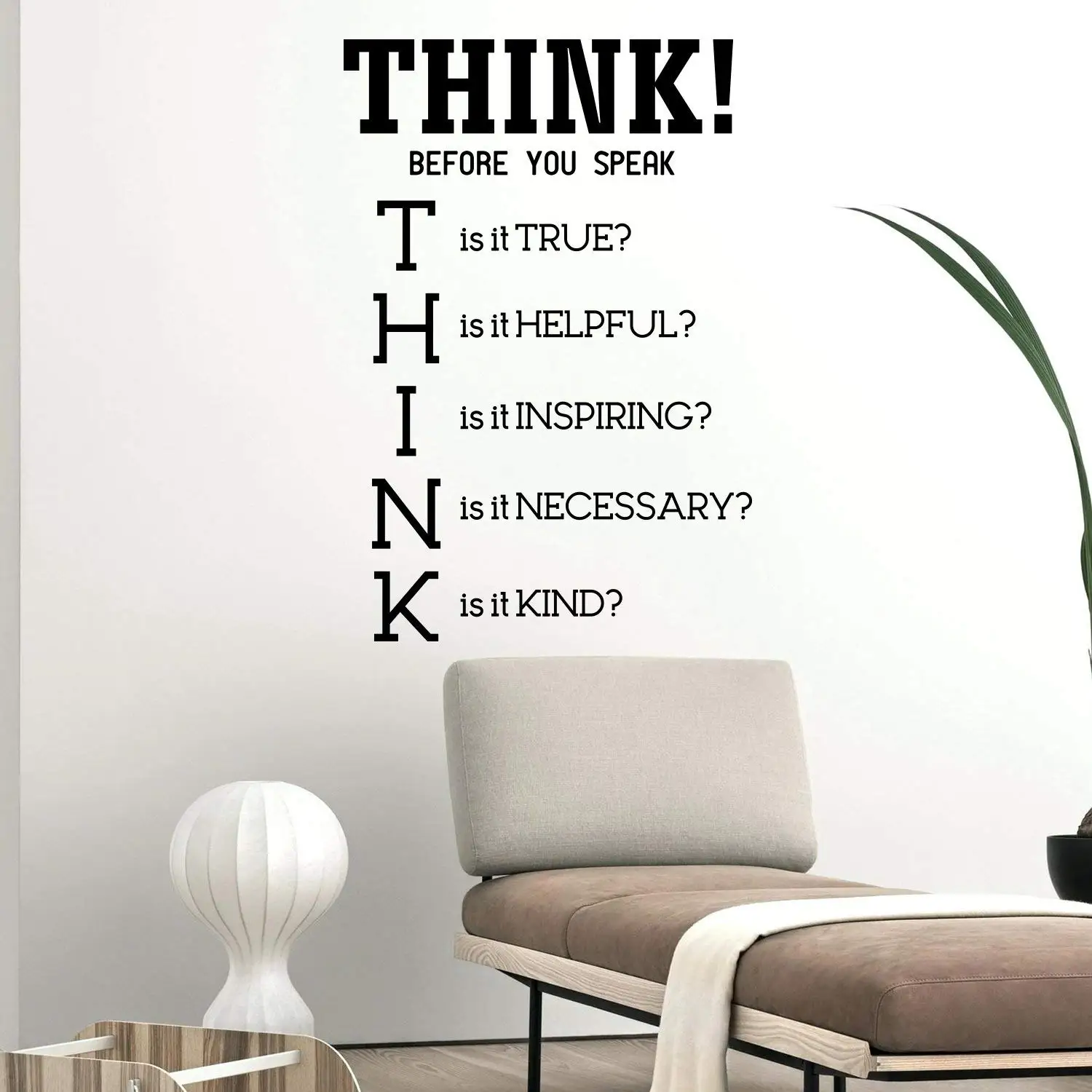 

Retro think before you speak Vinyl Kitchen Wall Stickers Wallpaper Nursery Kids Room Wall Decor Decal Mural
