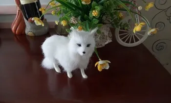 

simulation white fox toy about 16x11cm fox model toy polyethylene & furs resin handicraft decoration toy gift a2367