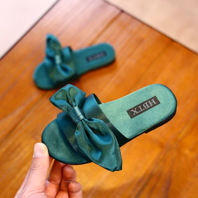 Girls Slippers 2019 Summer New Silk Bow Shoes Princess Cute Slippers ...