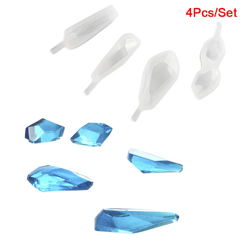 

4pcs Silicone Mold Resin Jewelry Pendant Mould Crystal Design DIY Pendant Handmade Decoration Tools