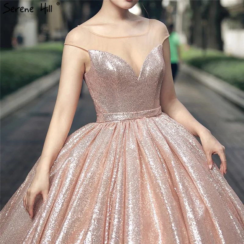 rose gold ball gown prom dress