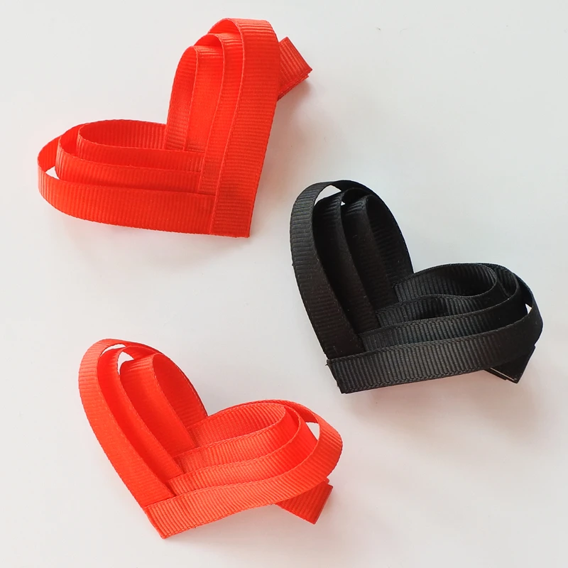 

12pcs/lot Multilayer Ribbon Red Heart Hair Clips Lovely Double Color Hearts Baby Girls Hairpins Children Hair Accessories