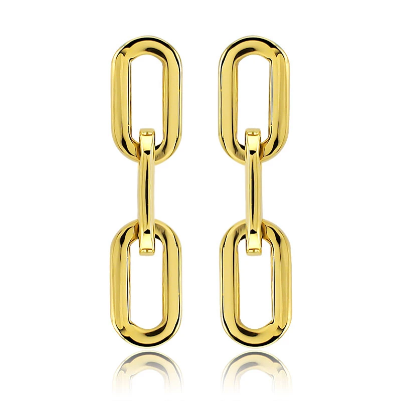 

New Fashion Link earrings with different length available Surgical Steel Oval Geometric Stud Earrings for Women Silver Gold Pink