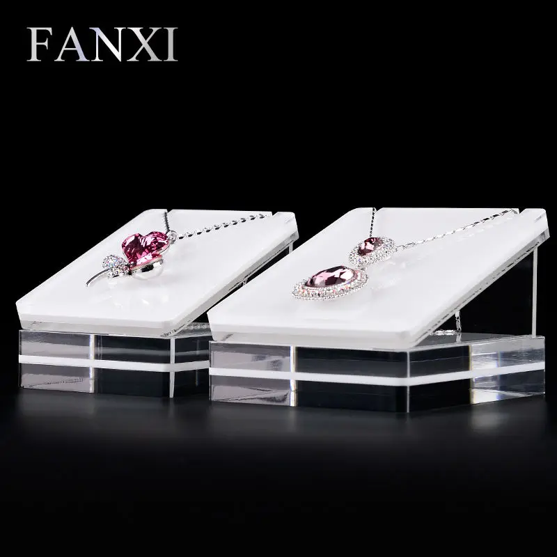 Белая акриловая подставка FANXI для ювелирных изделий прозрачное ожерелье и