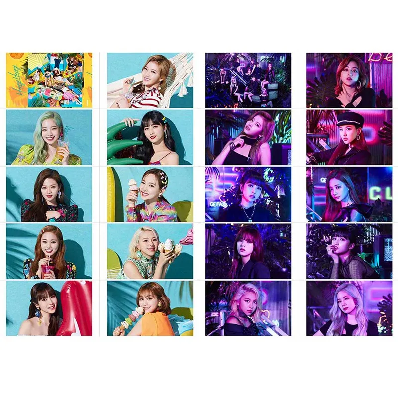 

10pcs/set K-pop TWICE New Ablum HAPPY HAPPY Card Stickers Fashion Crystal Sticky Photocards