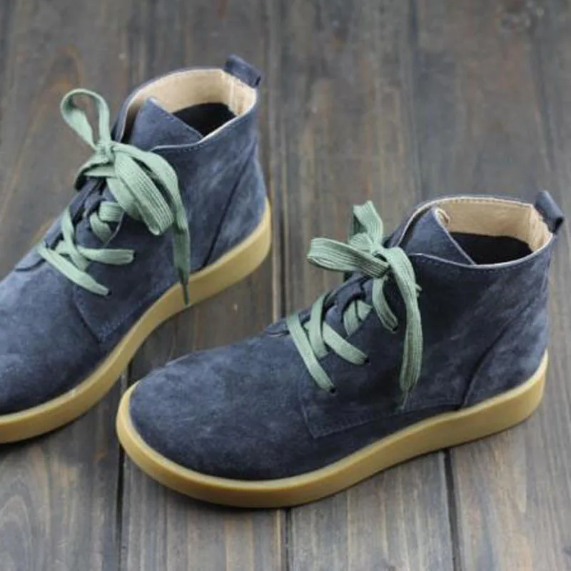 Shoes Woman Ankle Boots Nucbuck Leather Casual lace up Autumn Boots Female Cowboy Booties (h189-3)