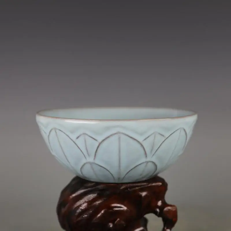 

Antique SongDynaty Hand-made Porcelain bowl, sky blue glaze lotus bowl,hand-painted crafts,best Home Decorations&Collection