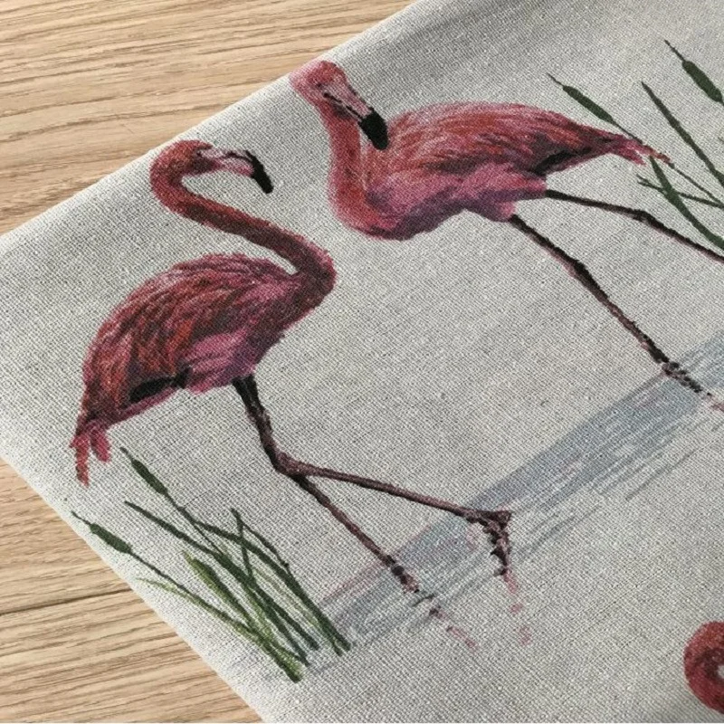 

Linen Fabric Cotton Printed Flamingo Patchwork Cloth for DIY Sewing Quilting Fat Quarters Material For Home Decoration Wallcover
