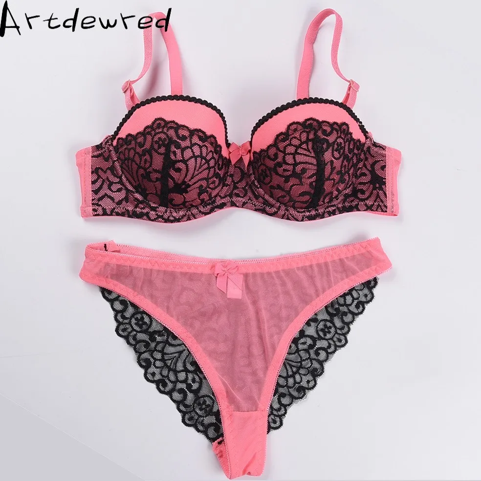 

2018 Underwire Bra Three Quarters(3/4 Cup) Sexy Bra Set New Women Plus Size Push Up Underwear And Panty BCD Cup For Female