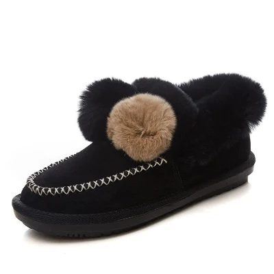 

Rabbit fur snow boots 2018 Korean version of the new wild hair bag shoes plus velvet cotton women's shoes winter
