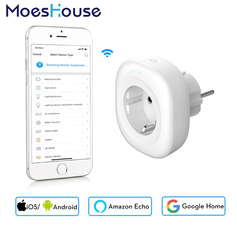 Goede 2018 Nieuwe Mini Wifi Smart Socket EU Power Plug Mobiele APP Afstandsbediening Energy Monitor Werkt met Amazon Alexa Google thuis