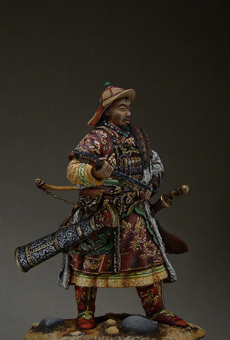 

Assembly Unpainted Scale 1/32 54mm Mongol Khan warrior 54mm Historical Miniature Resin Model Garage Kit