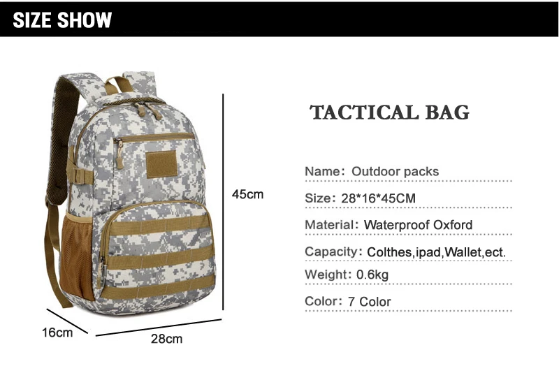 Военный тактический рюкзак непромокаемый Оксфордский Мужской камуфляж Molle сумка Открытый походный рюкзак путешествия рюкзак