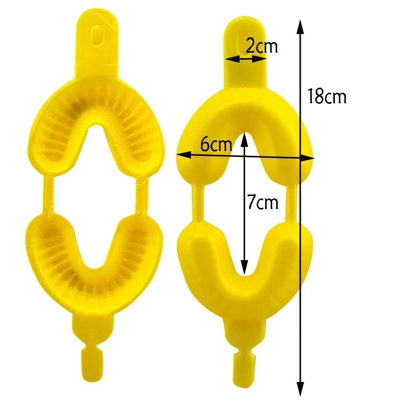 100PCS Dental Fluoride Disposable Dual Arch Trays for Gel or Foam Medium Size Yellow (7)