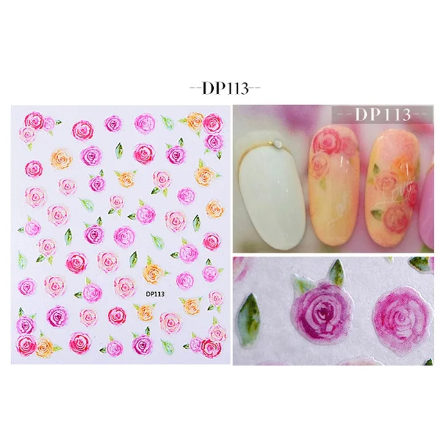 3D милые наклейки для дизайна ногтей цветы Бабочка перо шаблон наклейки на ногти наклейка DIY красота украшения - Цвет: DP113