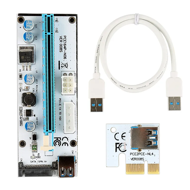 Расширитель PCI E Express 1 16x 80 см USB 3 0 4 контактный адаптер SATA GHMY для майнинговой