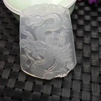 

Koraba Fine Jewelry Unique Natural Chalcedony Agate Jade Icy White Pendant Chinese Dragon Pendant Free Shipping
