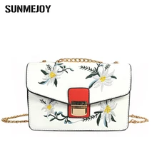 SUNMEJOY Blumen stickerei Klappe nationalen Tasche Mode Weibliche Ketten Umhängetasche Frauen Umhängetaschen schloss Schulter handtaschen