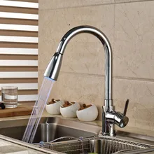 Светодиодный Кухня раковина кран с одной ручкой Палуба крепление из нержавеющей стали кухонный смеситель водопроводного крана хромированной латуни