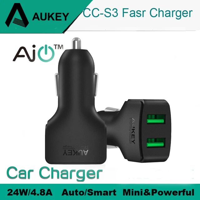 AUKEY автомобильное зарядное устройство 4.8A 2 порта микро авто мини двойной зарядное устройство USB для iPhone IPad Xiaomi и т. д. адаптер быстрой зарядки телефона в автомобиле