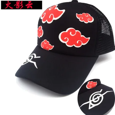 

Anime Naruto hats Akatsuki anime hat Red clouds Baseball cap visor Pein Konan Uchiha Itachi Deidara cosplay Naruto Black hat