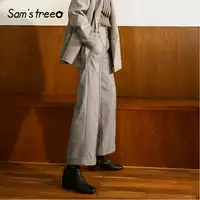 Samstree Women Autumn Pants Loose Wide Leg Pants Winter Female Bottoms Gray Young Lady Trousers