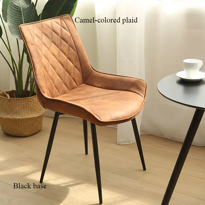 Скандинавские INS ресторанная мебель стул столовая современный Pu китайский железный стул деревянные кухонные обеденные стулья для столовой s диван - Цвет: camel colored plaid