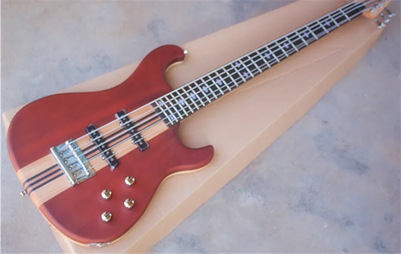 

Classical Gio-gsr all in body sandwich 5 string electric bass red brown body five string electric bass oval point,can be custom