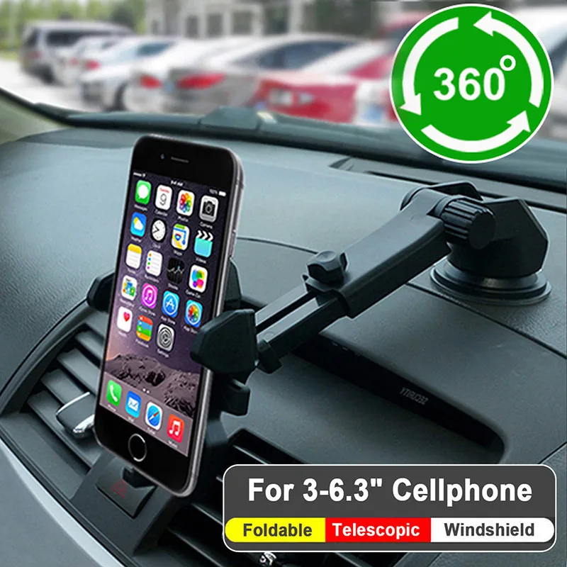 Universal 360 Degrees Rotation Black Mobile Phone Car