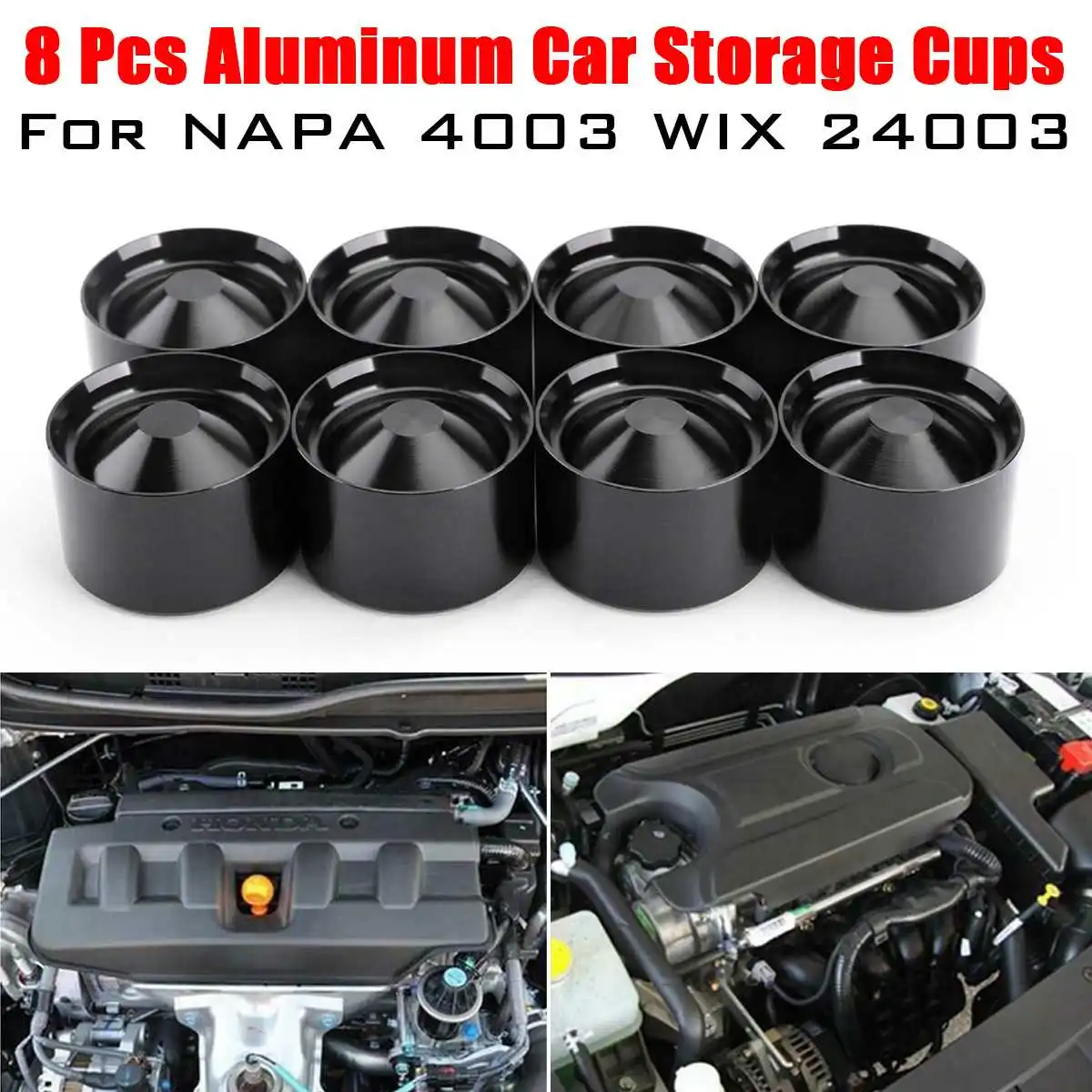 

NEW 8Pcs/Set ALUMINUM STORAGE CUPS Center Spot Inside Cup For NAPA 4003 WIX 24003 Fuel Trap Solvent Filters, OD 1.797" ID 1.620