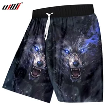 UJWI, мужские повседневные шорты, летние пляжные шорты с 3d принтом волка в снегу, мужская спортивная одежда в стиле хип-хоп, быстросохнущие штаны из полиэстера