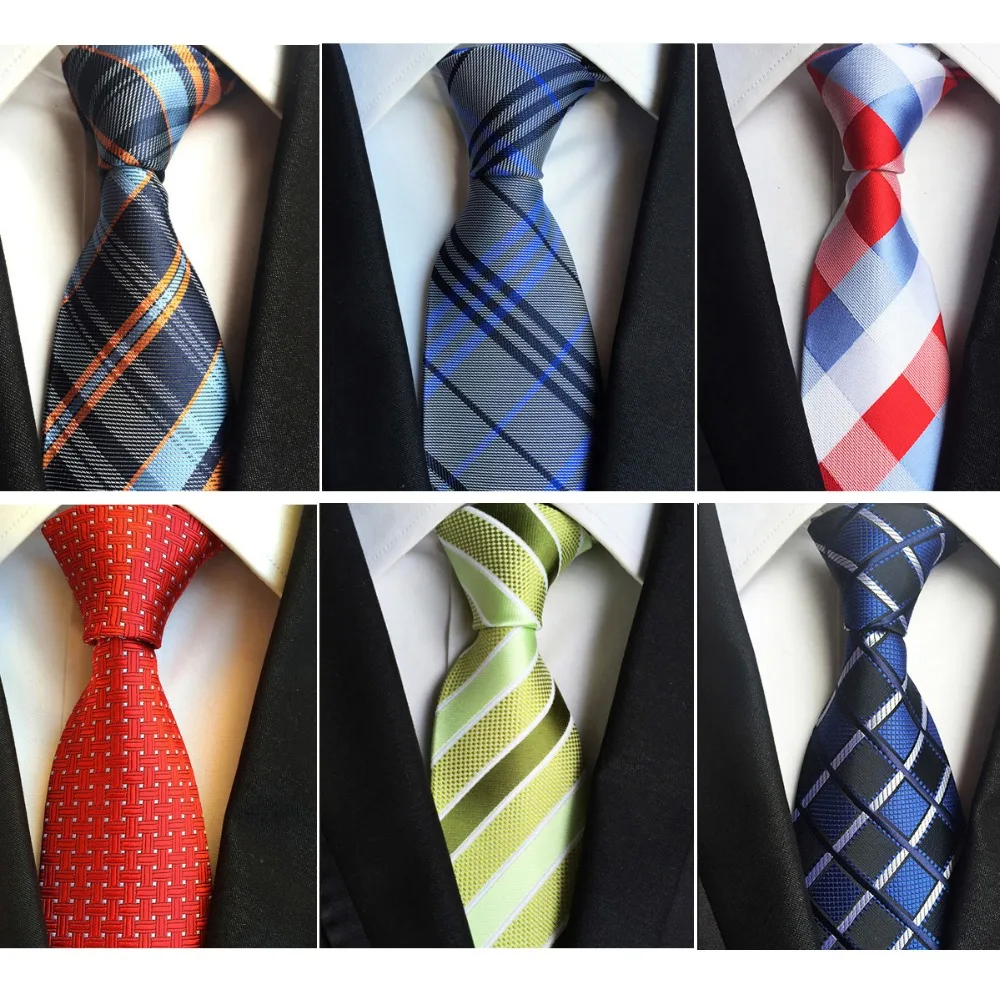 

RBOCOTT Men's Neckties Classic Striped & Plaid Ties 8cm Fashion Silk Jacquard Woven Green Neck Tie Business Red Wedding For Men
