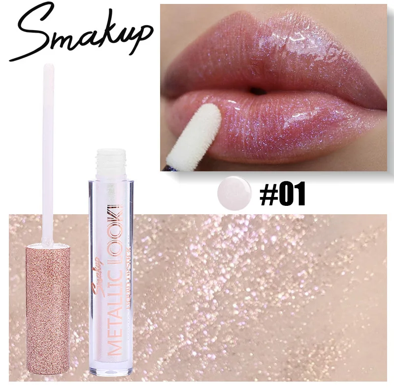 Smakup 8 Colors Shimmer Liquid Lipstick Long-lasting Moisuturzer Glitter Flip Lipgloss Sparkly Makeup Cosmetics Make Up Beauty