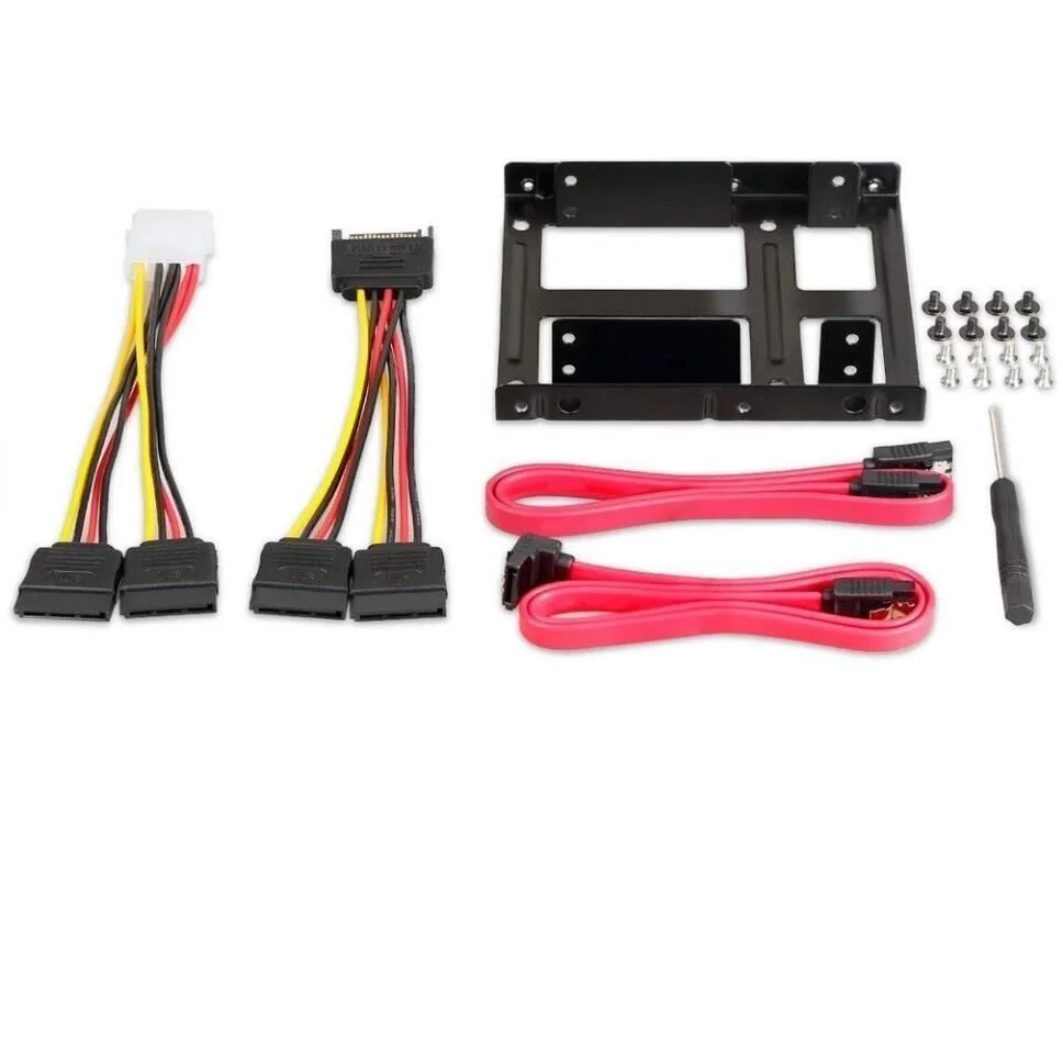 Dual SSD HDD Mounting Bracket 3 5 to 2 5 Internal Hard Disk Drive Kit Cables 2