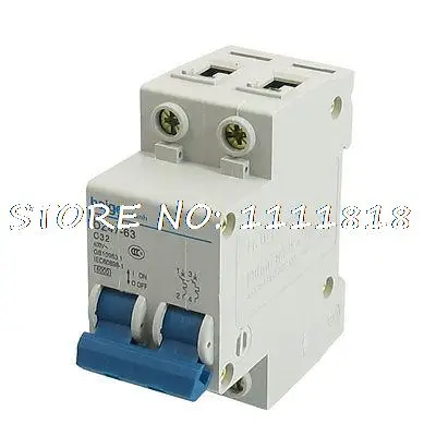 

32A AC 400V 6000A Double Poles 2P MCB Circuit Breaker DZ47-63 C50