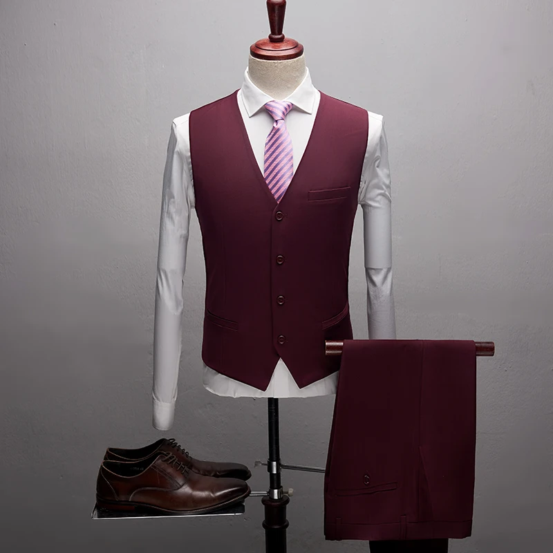 3pc High Quality Men Suit Brand New Slim Fit Casual Business Dress Suits Men Clothes 2019 Solid Formal Wear Wedding Groom Tuxedo